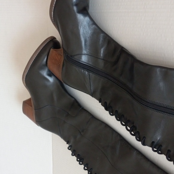 DIBA TRUE SUNSET SAIL Back Lace Up Leather Boot Black 8.5 Side Zip Over the Knee - Picture 14 of 16